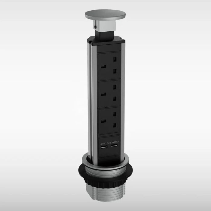 Sensio SensioPod E 3 Sockets & USB Pop Up Socket | Stainless Steel